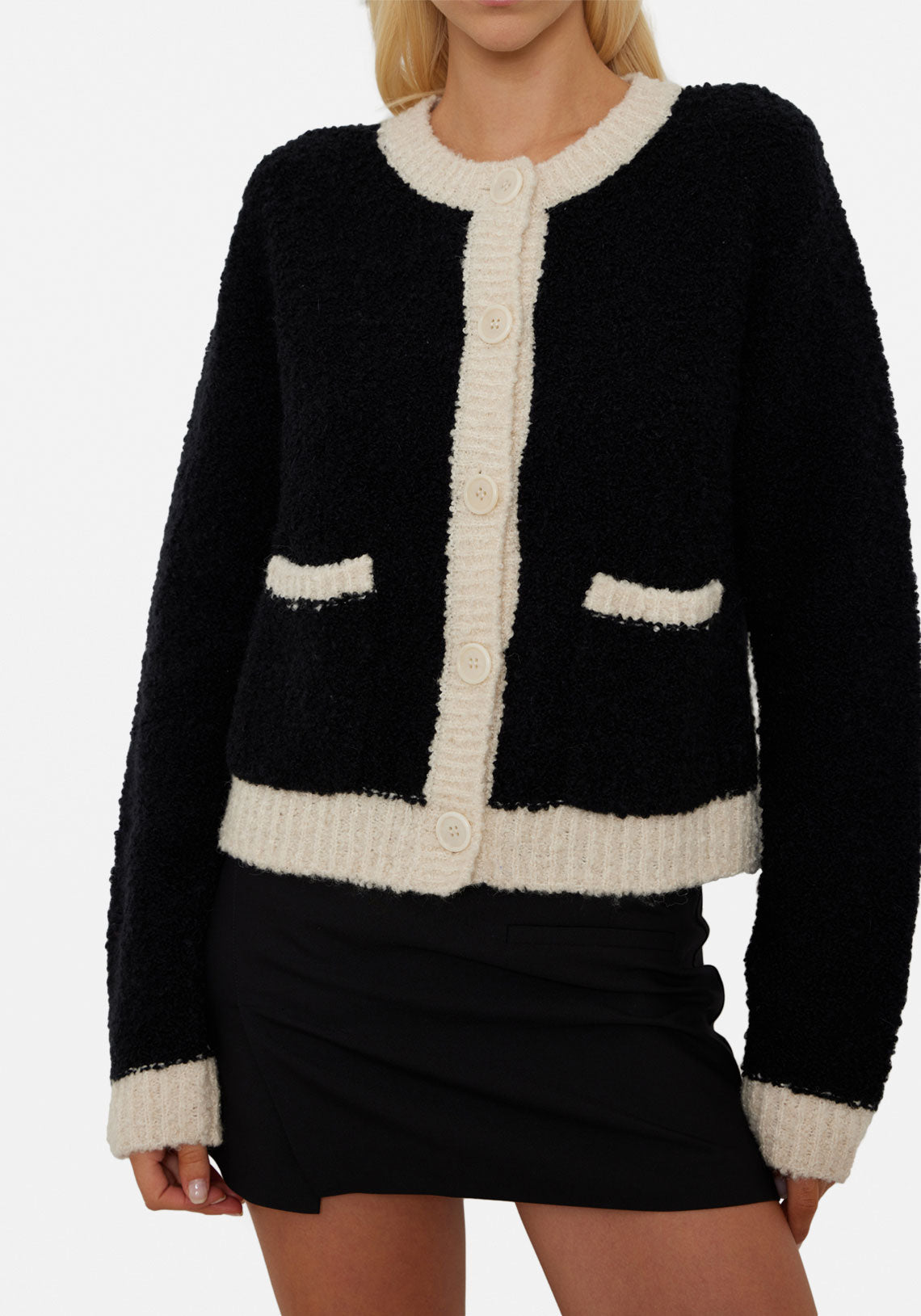 BOUCLE CARDIGAN BLACK / IVORY