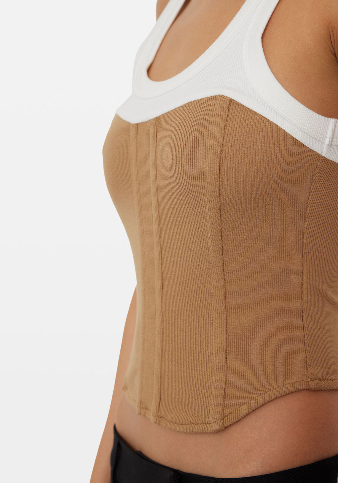 CORSET BODICE TANK TAN / WHITE