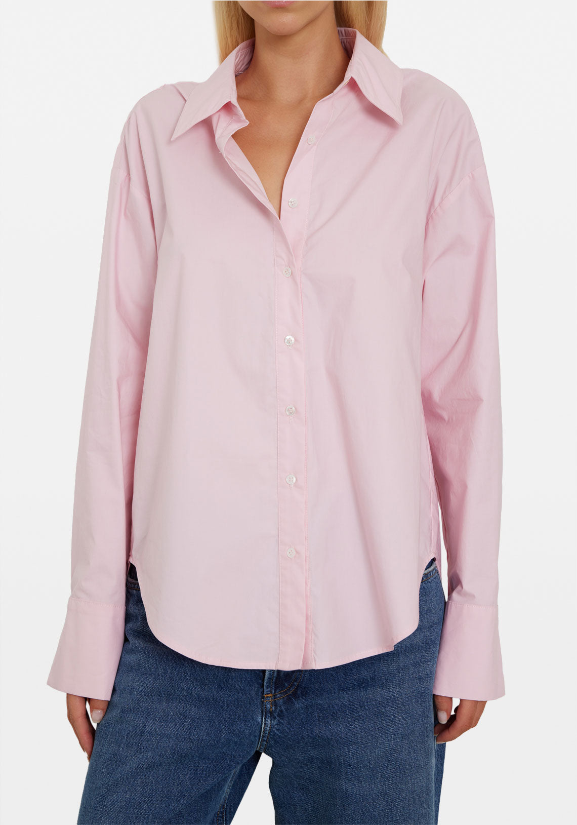 OVERSIZED COTTON POPLIN SHIRT PALE PINK