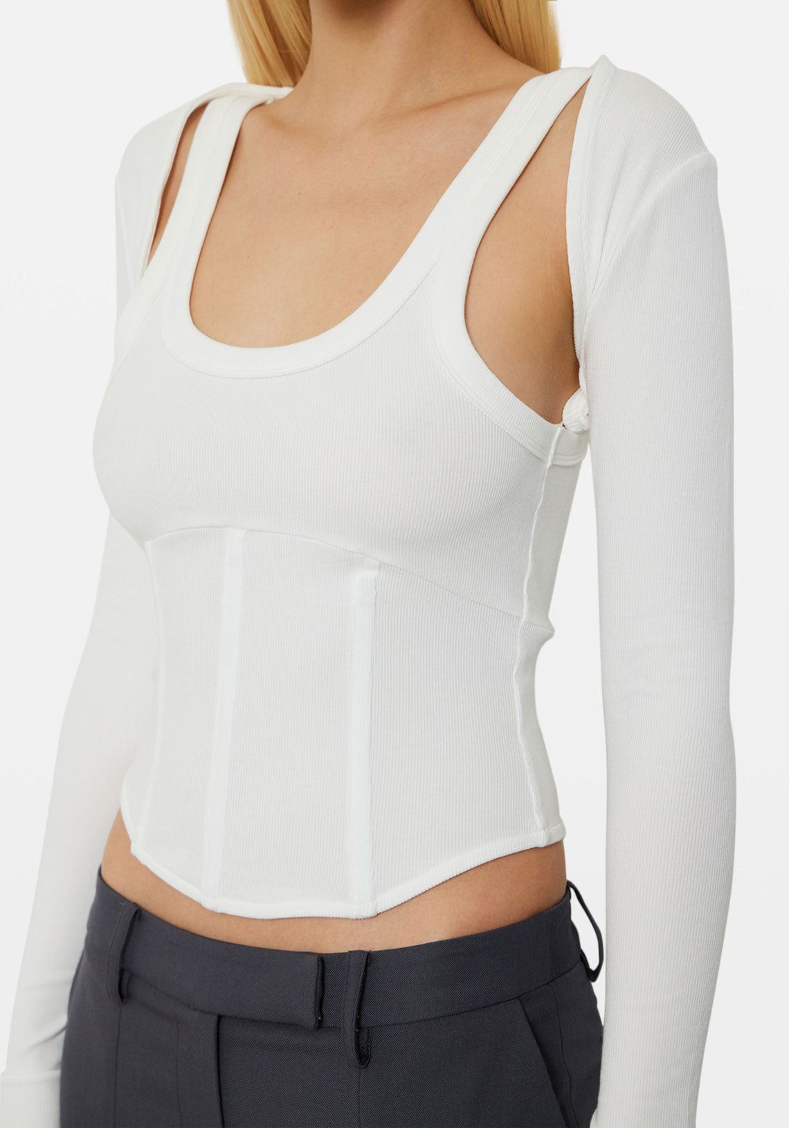 PRIMA CORSET LS TOP WHITE