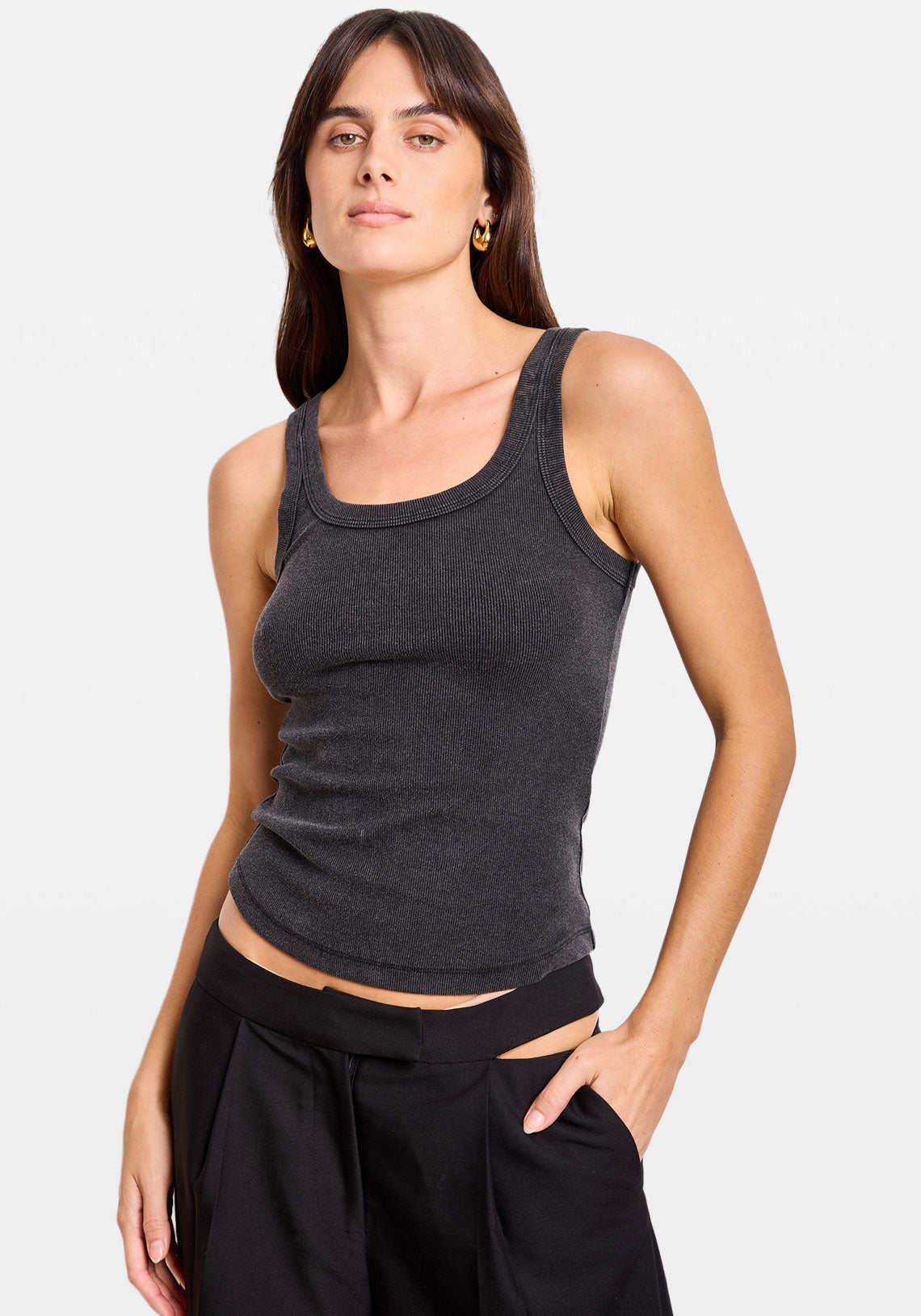 WASHED SCOOP TANK BLACK