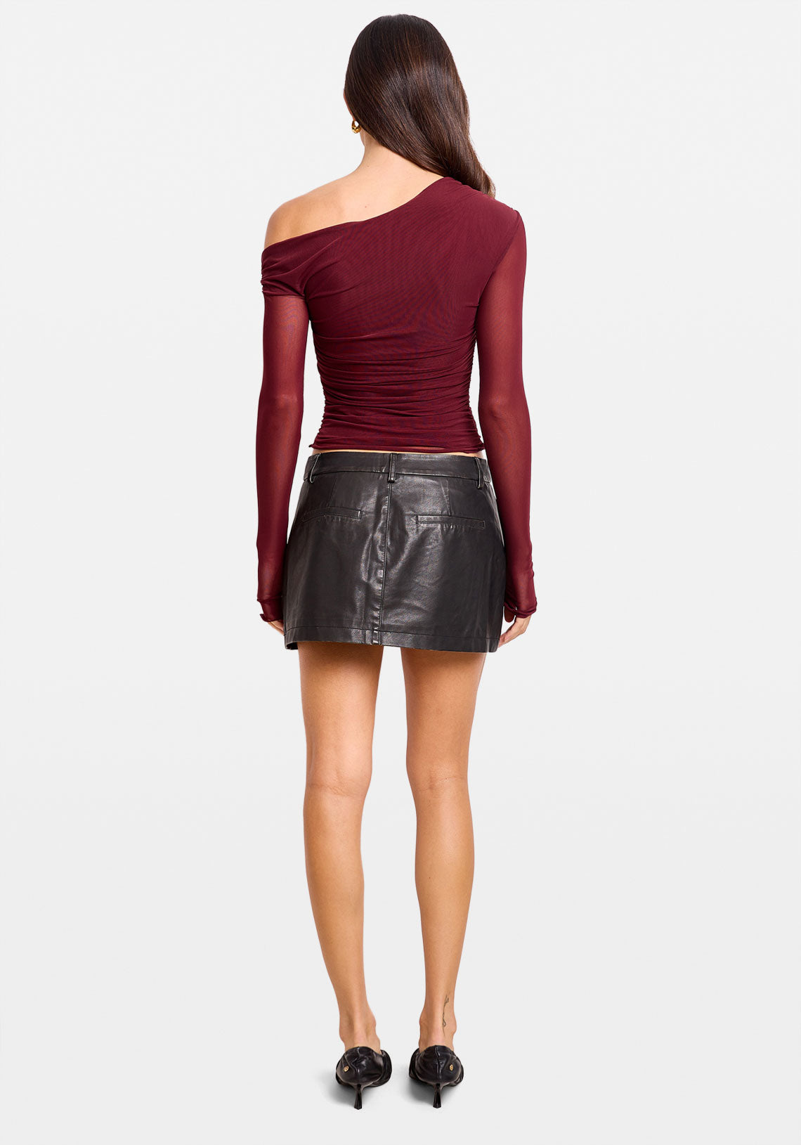 ASYMMETRIC MESH LS TOP CHERRY