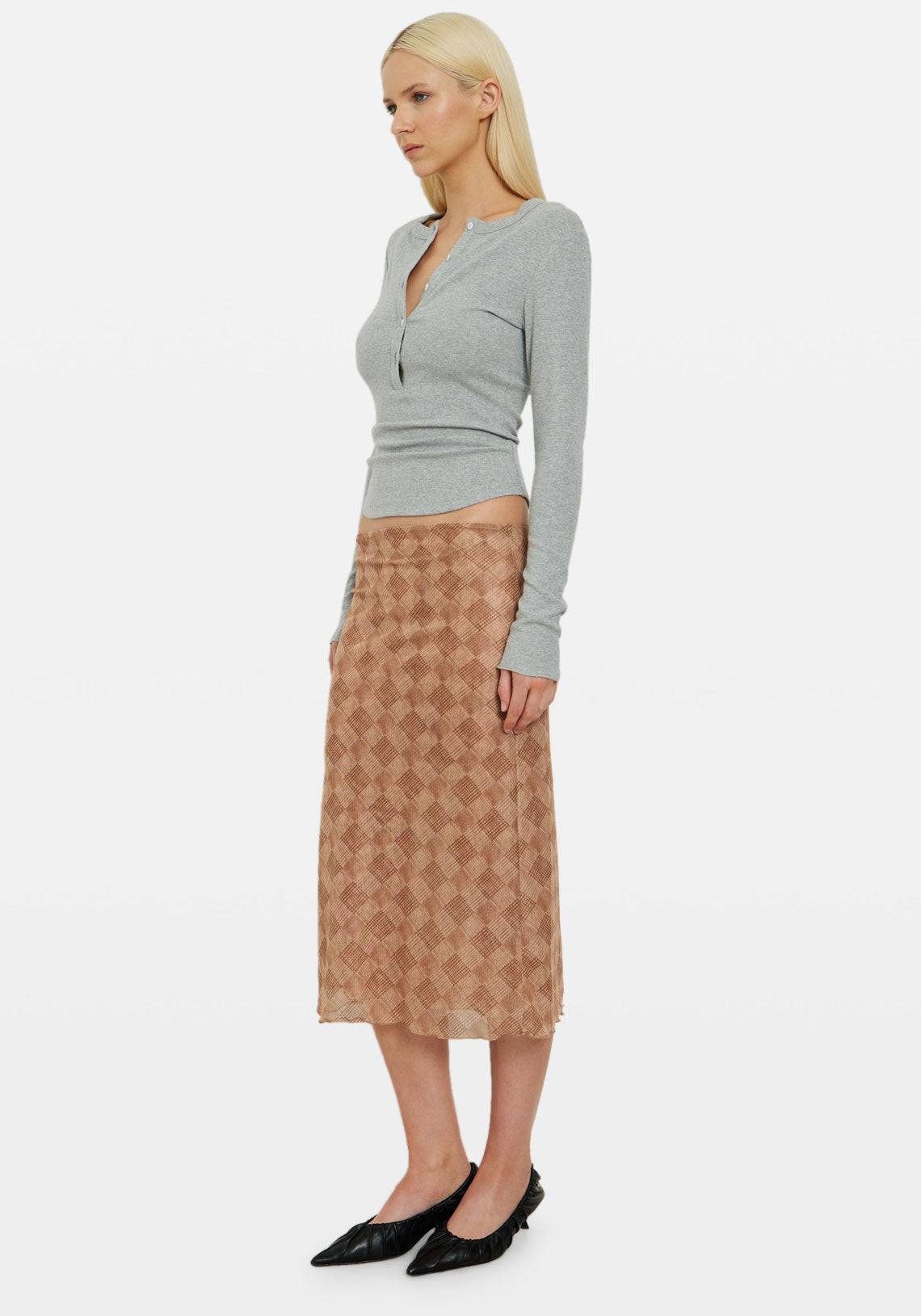 CHECK YOURSELF MIDI SKIRT PLAID