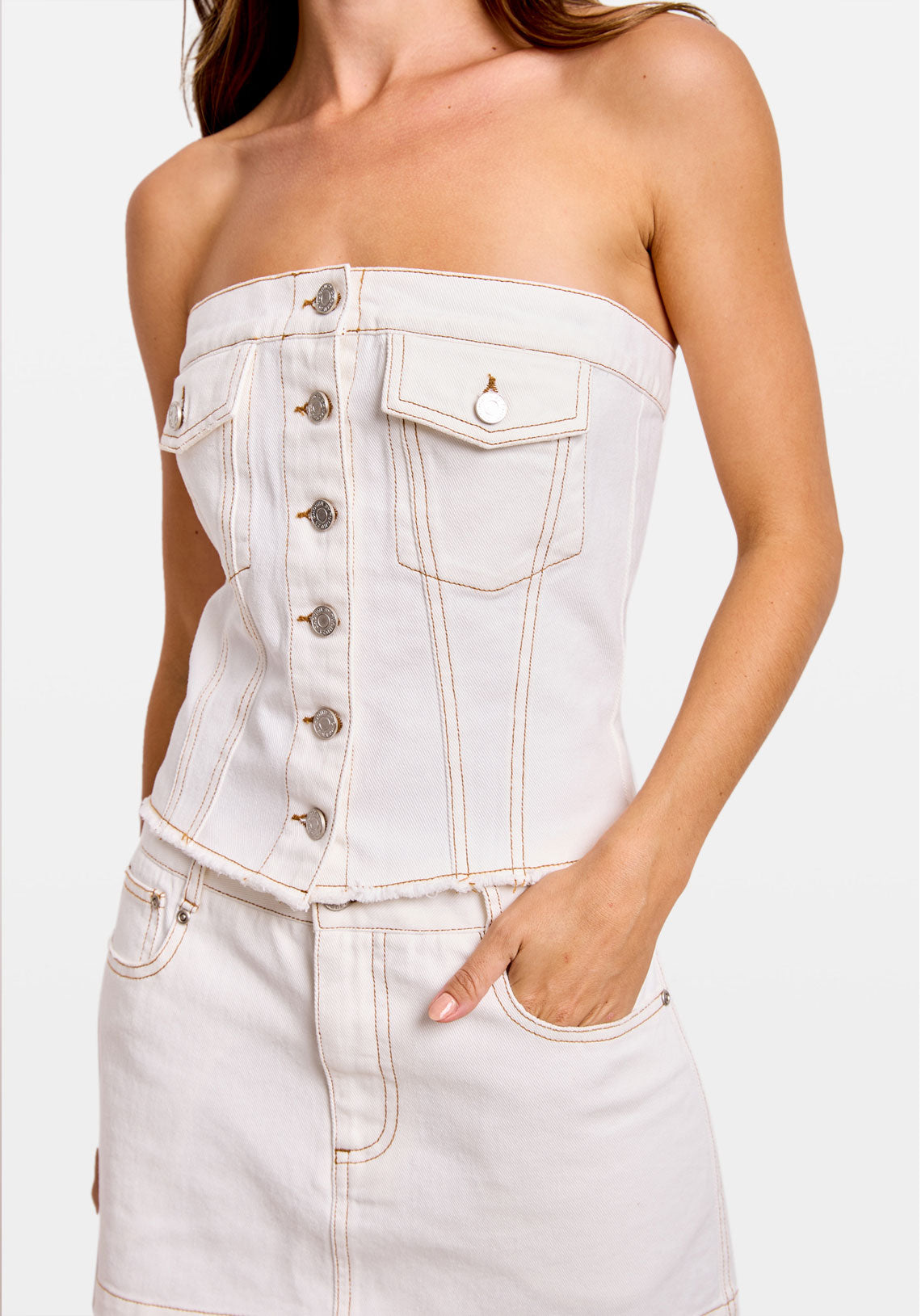 DENIM BUSTIER WHITE