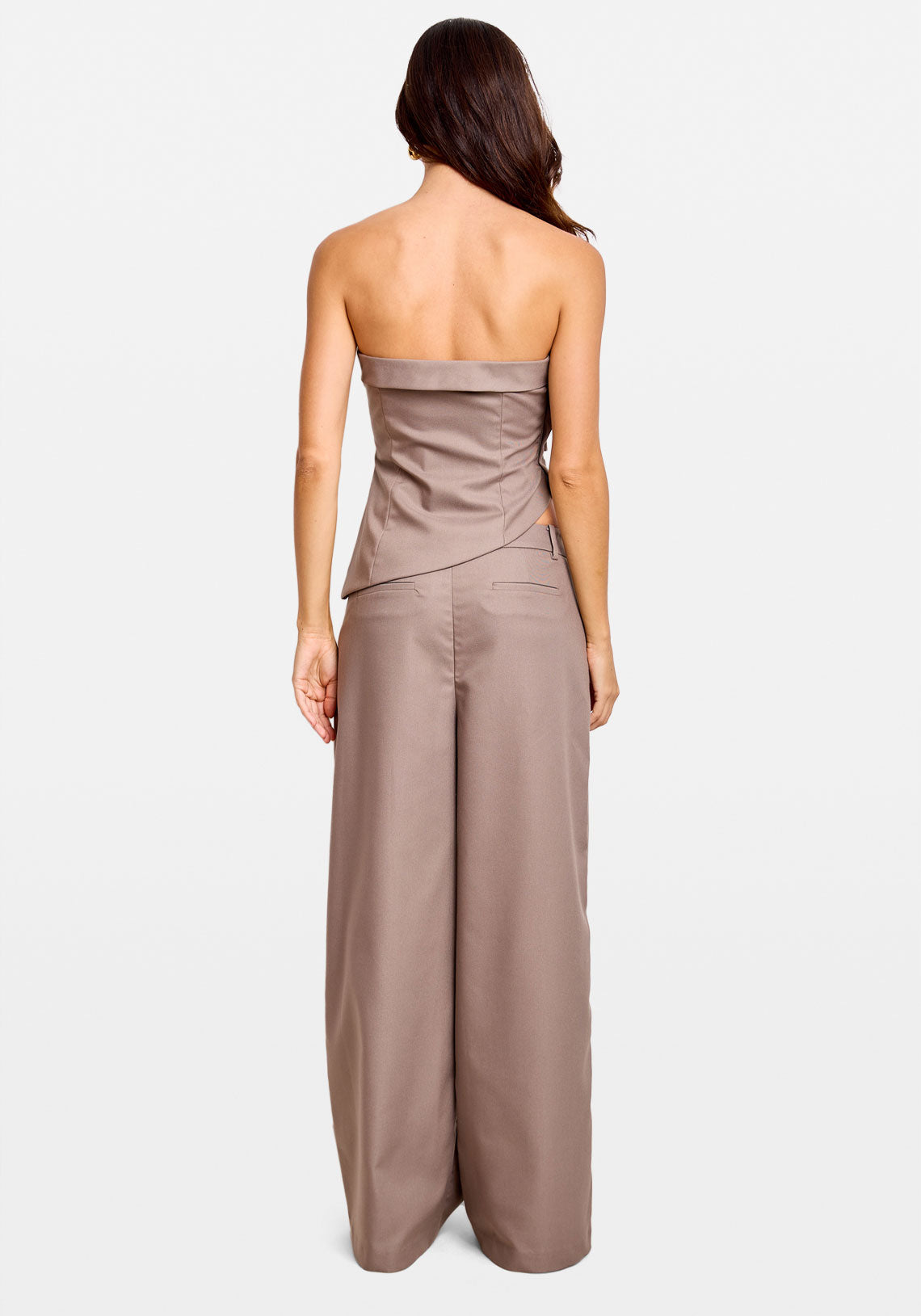 DRAPED TAILORED BUSTIER TAUPE