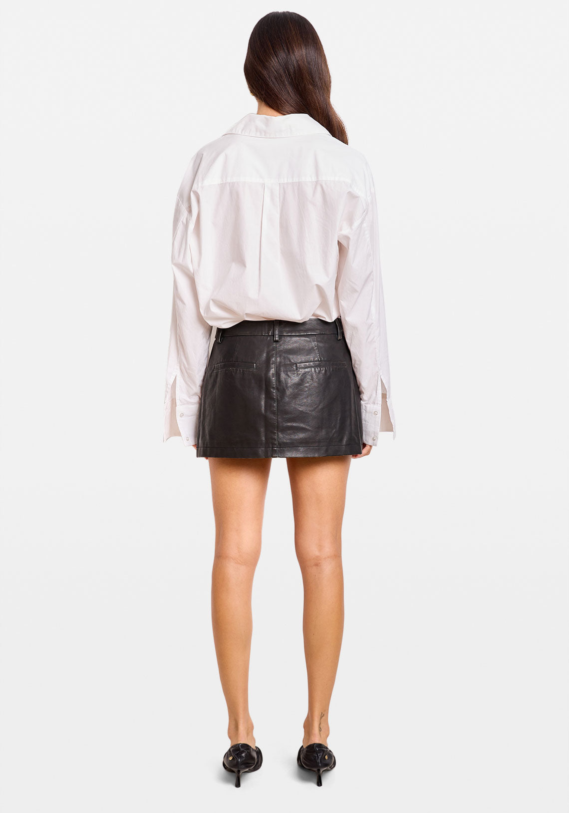 FADED VEGAN LEATHER SKIRT BLACK