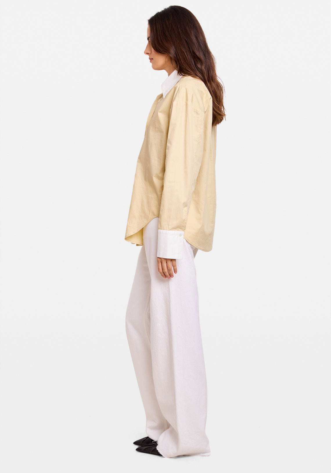 OVERSIZED CONTRAST SHIRT BUTTER / WHITE