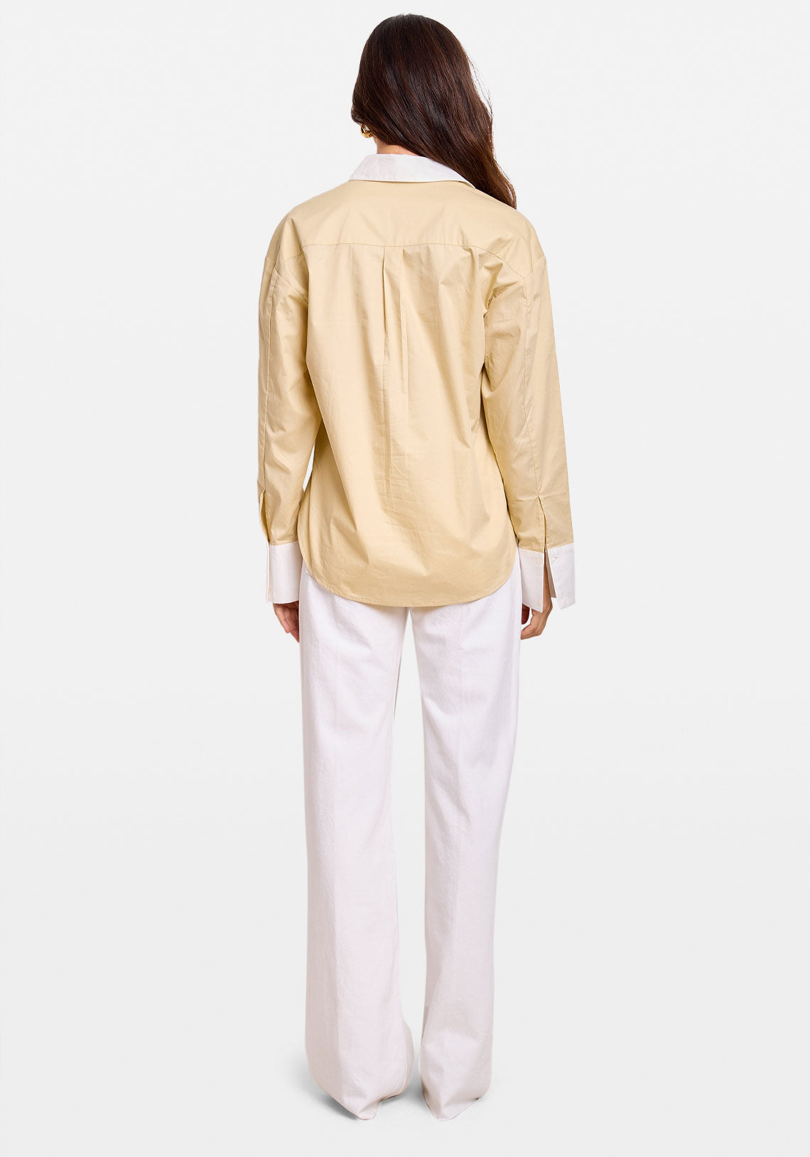 OVERSIZED CONTRAST SHIRT BUTTER / WHITE