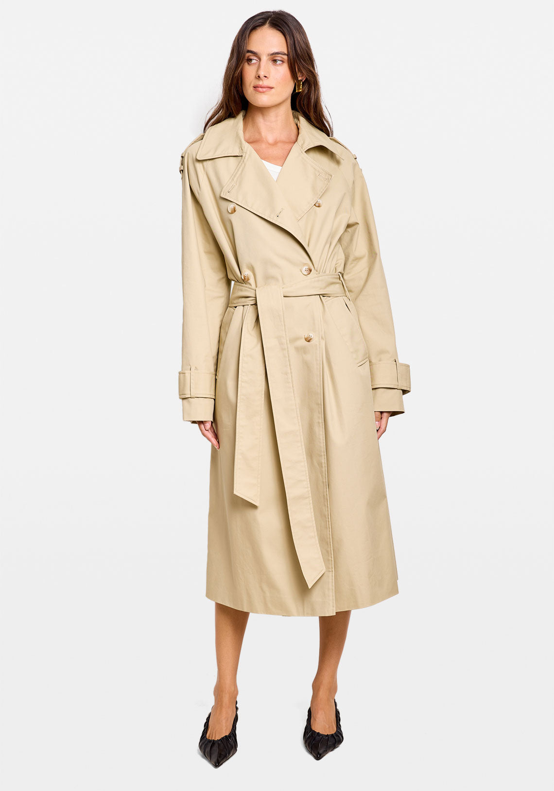 OVERSIZED COTTON TRENCH COAT BUTTER
