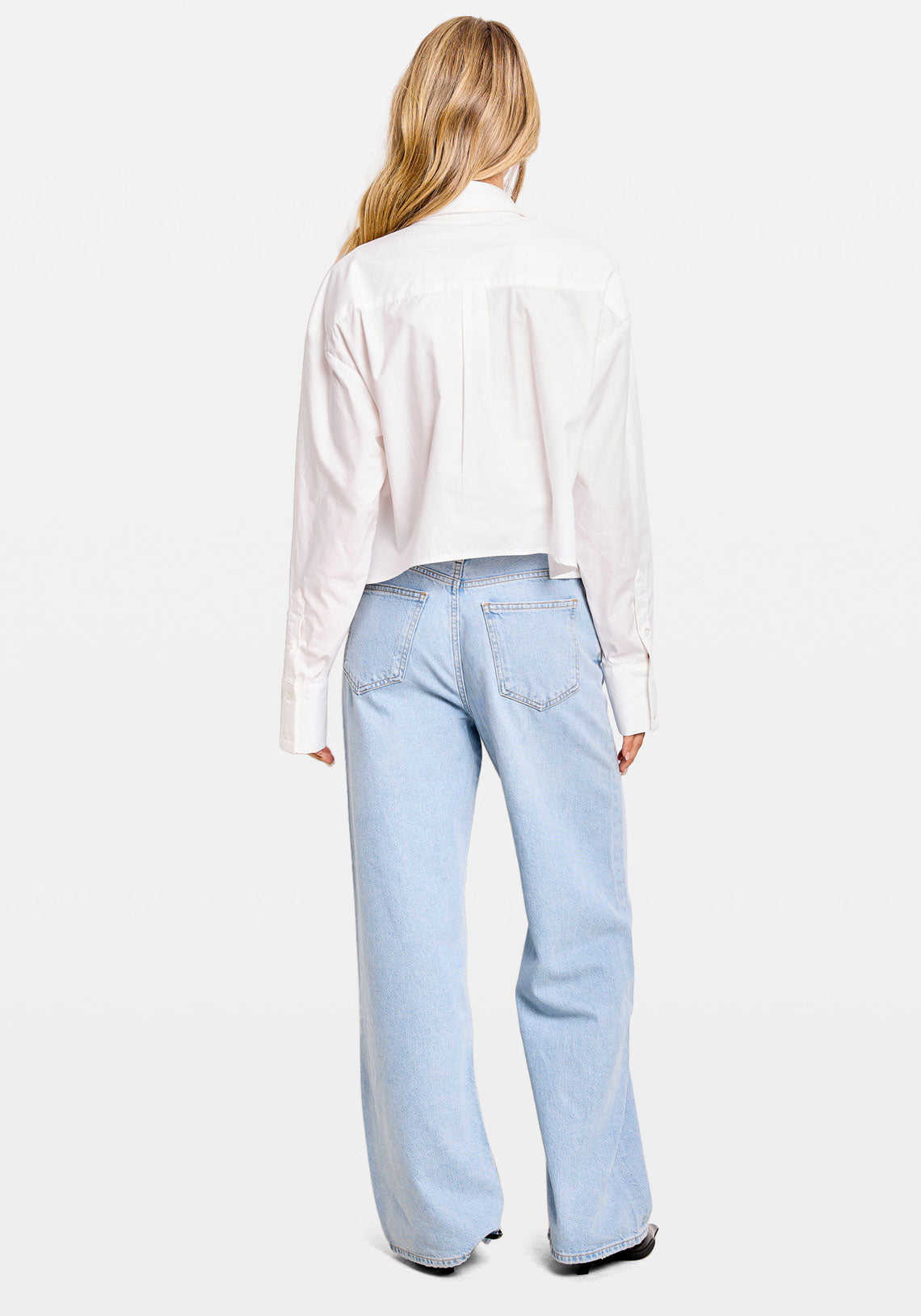 OVERSIZED CROP POCKET SHIRT WHITE