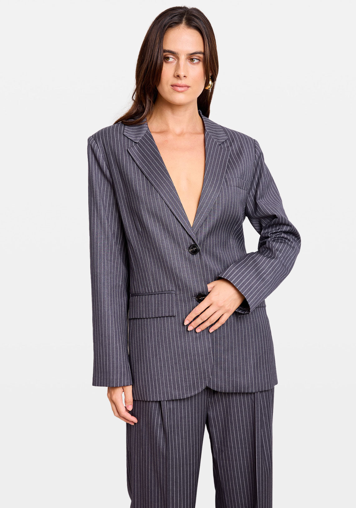 PINSTRIPE BLAZER COAL STRIPE