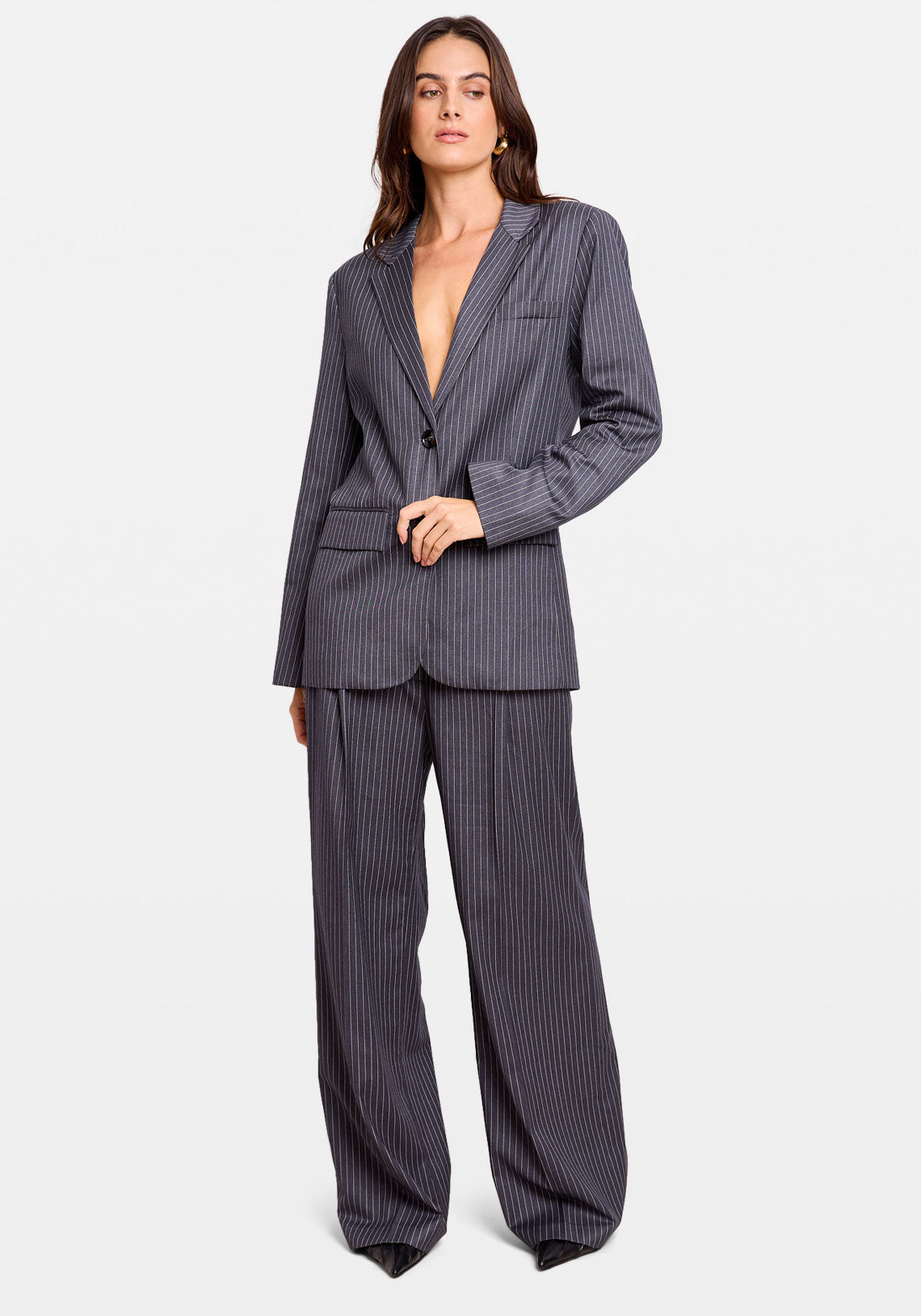 PINSTRIPE BLAZER COAL STRIPE