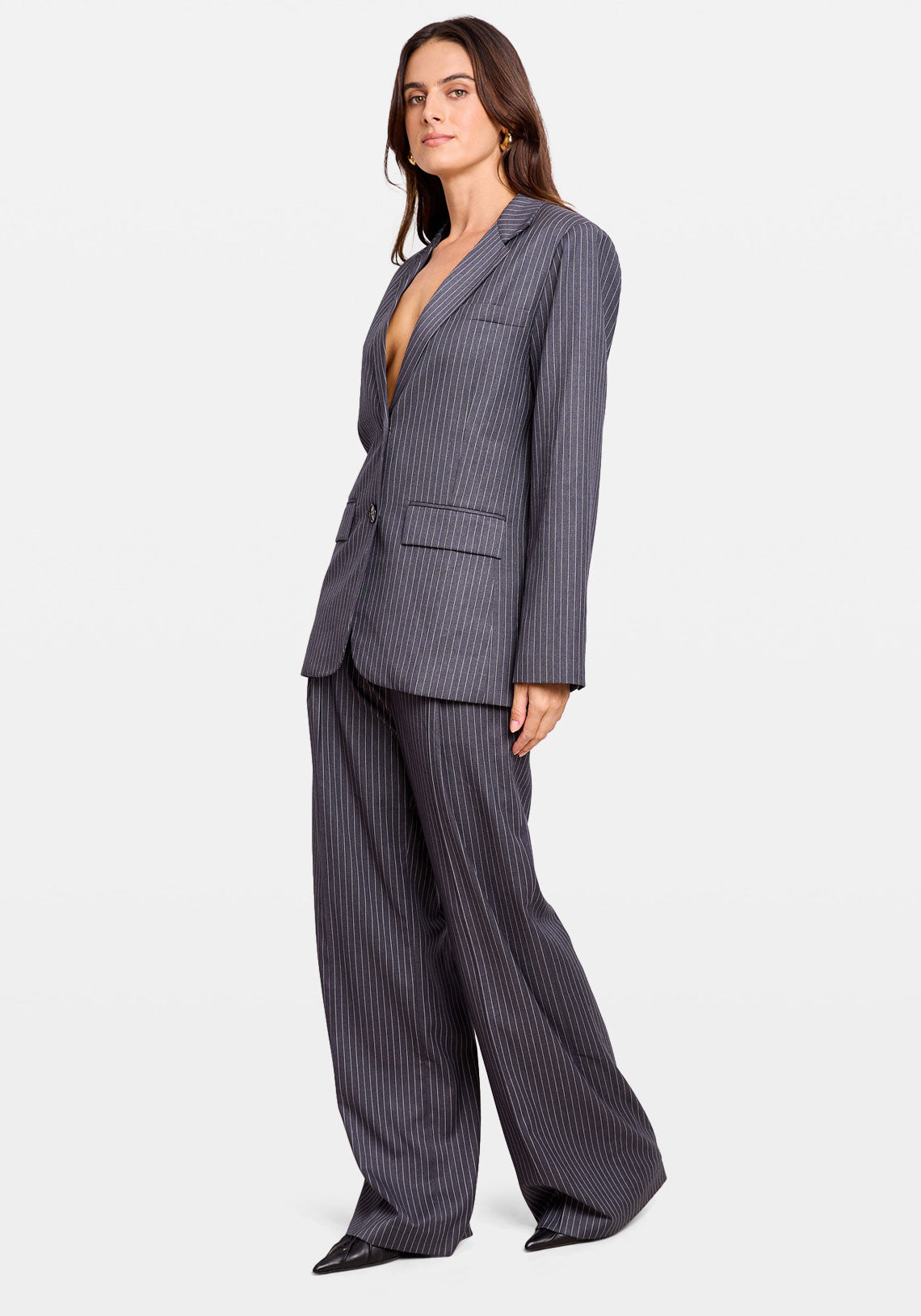 PINSTRIPE BLAZER COAL STRIPE