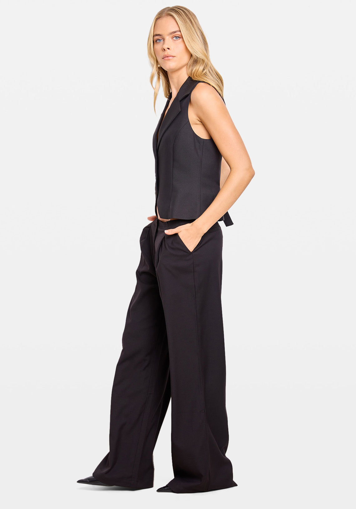 RAW LOW RISE SUIT PANT BLACK