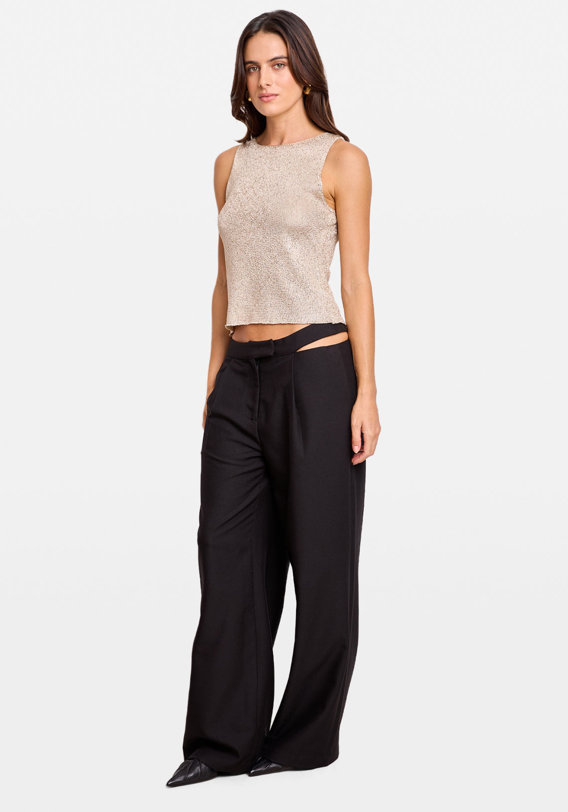 SEQUIN KNIT TOP GOLD