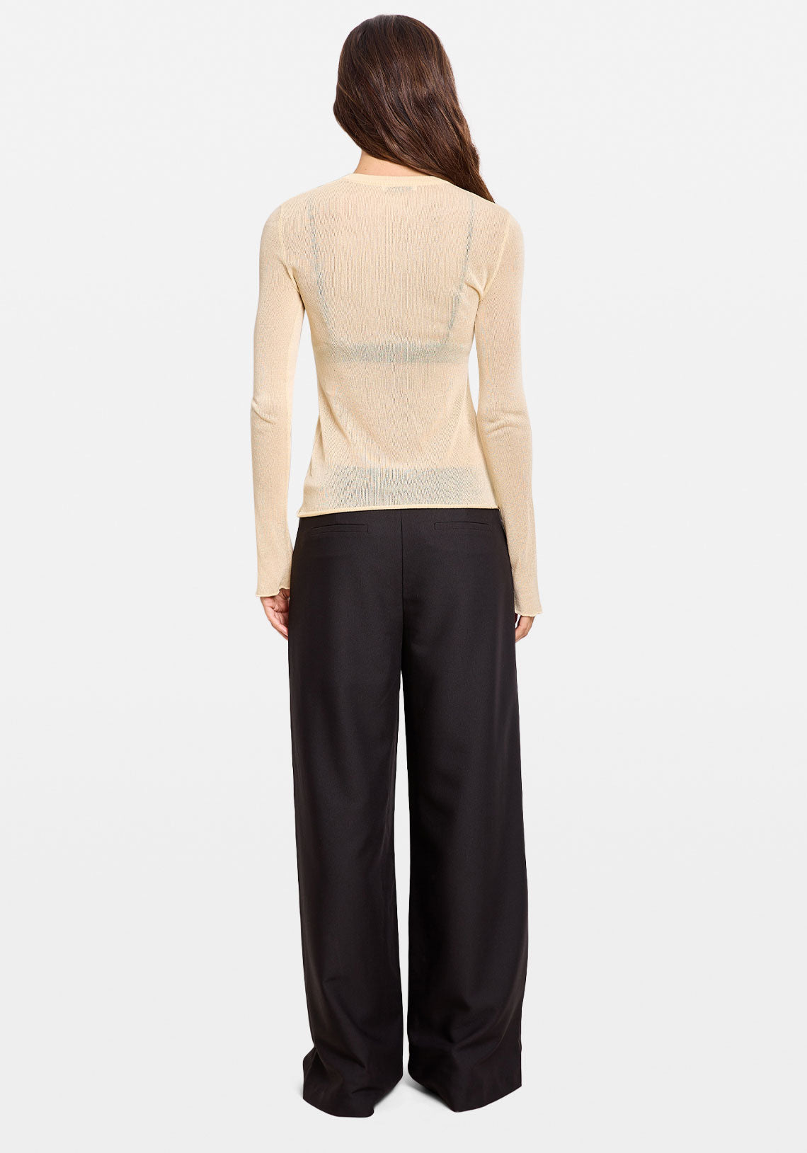 SHEER KNIT LS TOP BUTTER