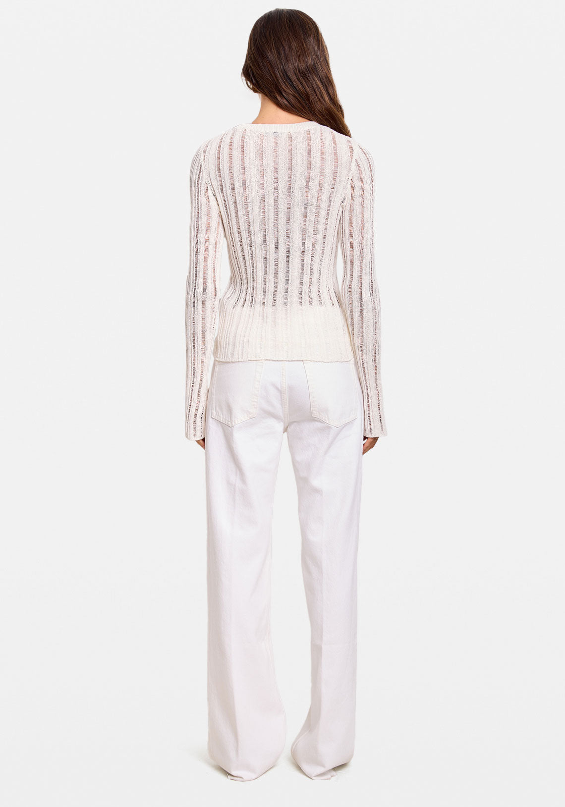 UNDONE KNIT LS TOP WHITE