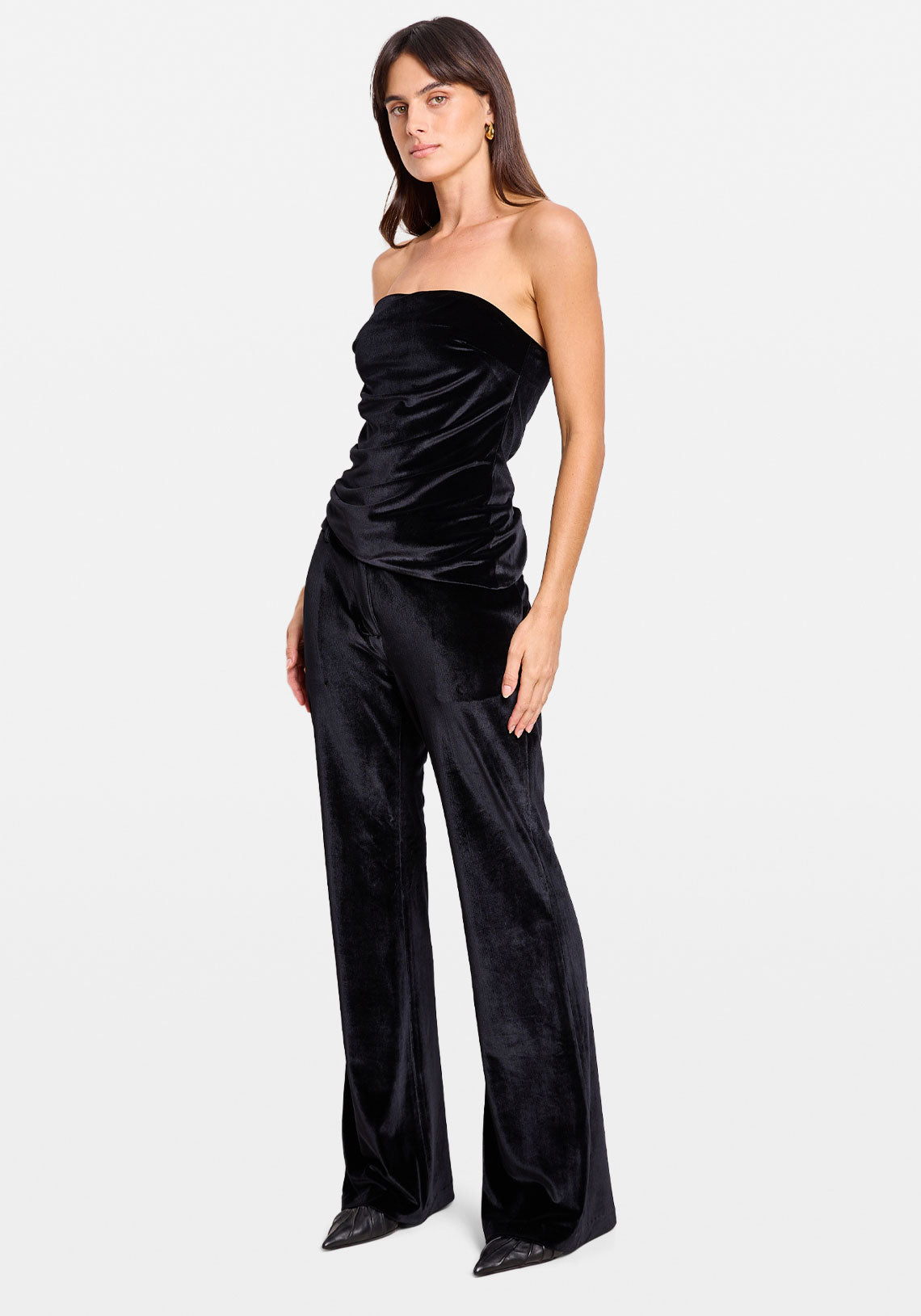 VELVET DRAPED BODICE BLACK