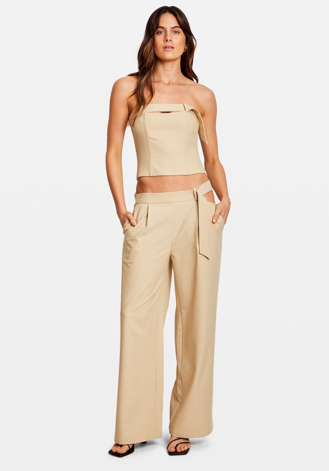 BELT BUSTIER TOP DESERT