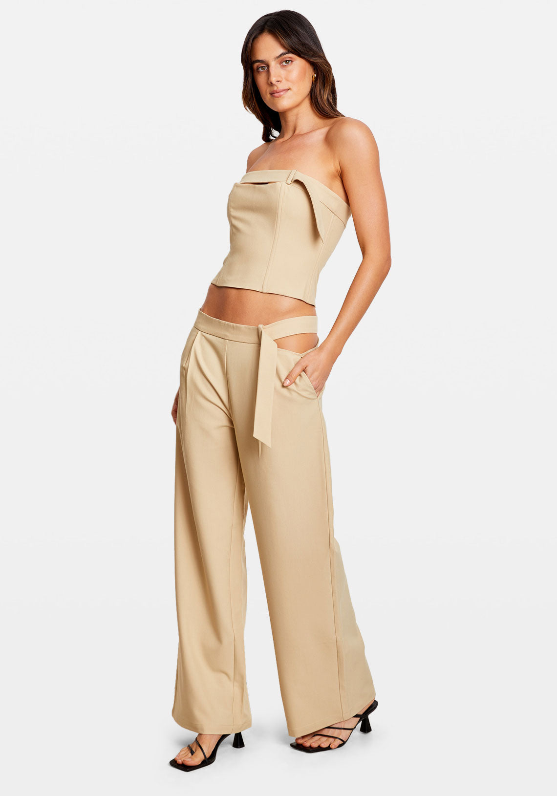 BELT BUSTIER TOP DESERT