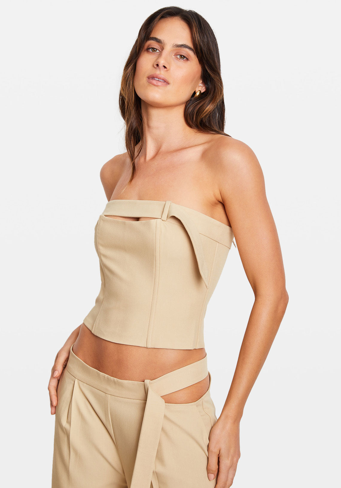 BELT BUSTIER TOP DESERT