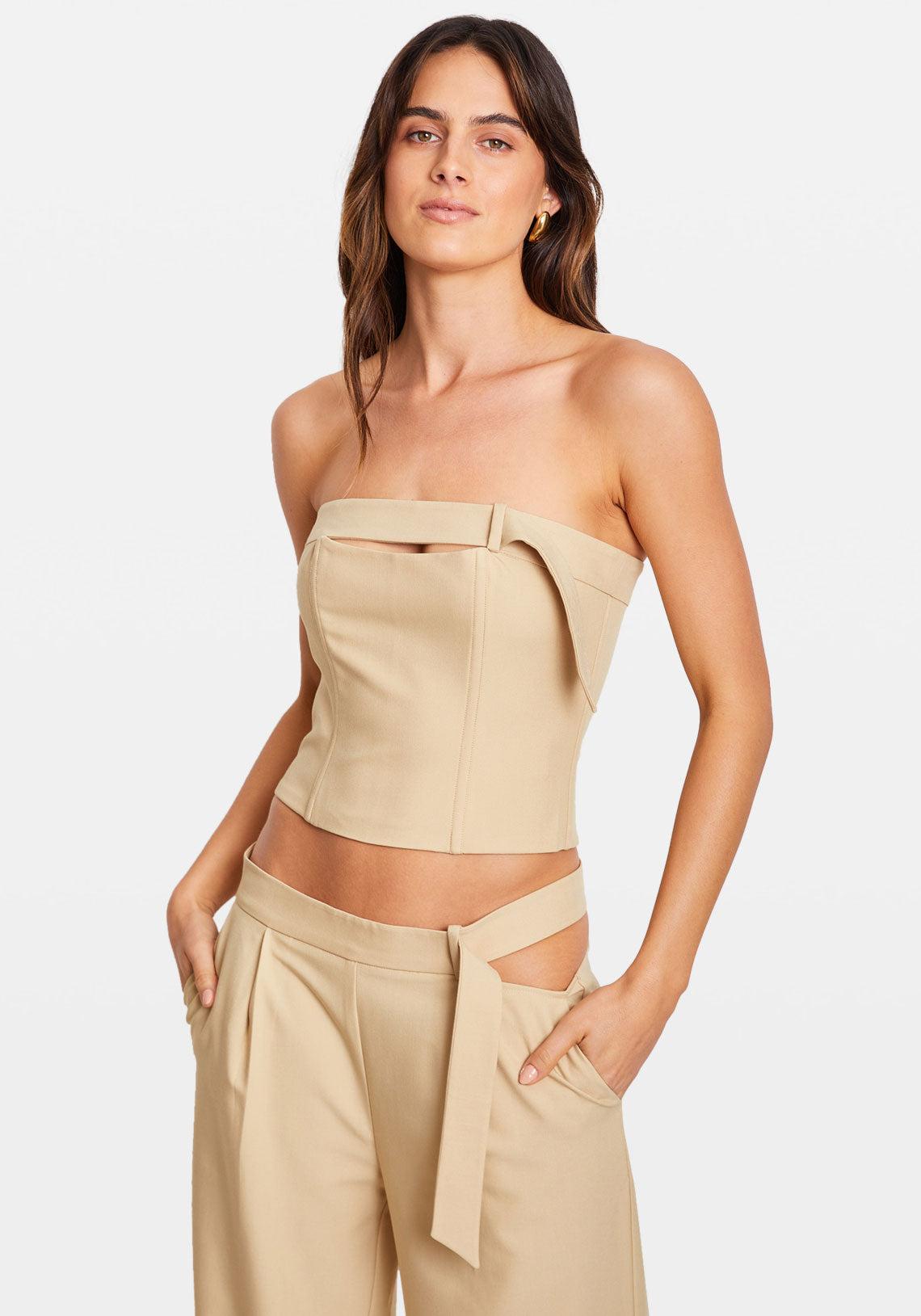 BELT BUSTIER TOP DESERT
