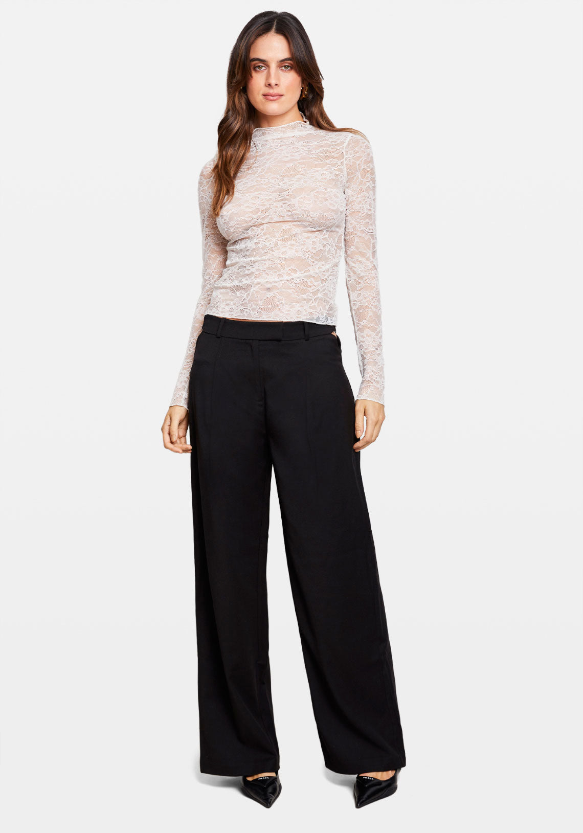 LACE LONG SLEEVE TOP WHITE