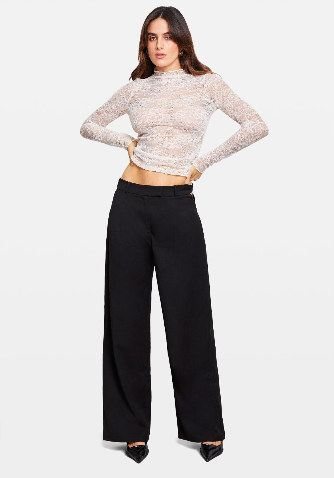 LACE LONG SLEEVE TOP WHITE