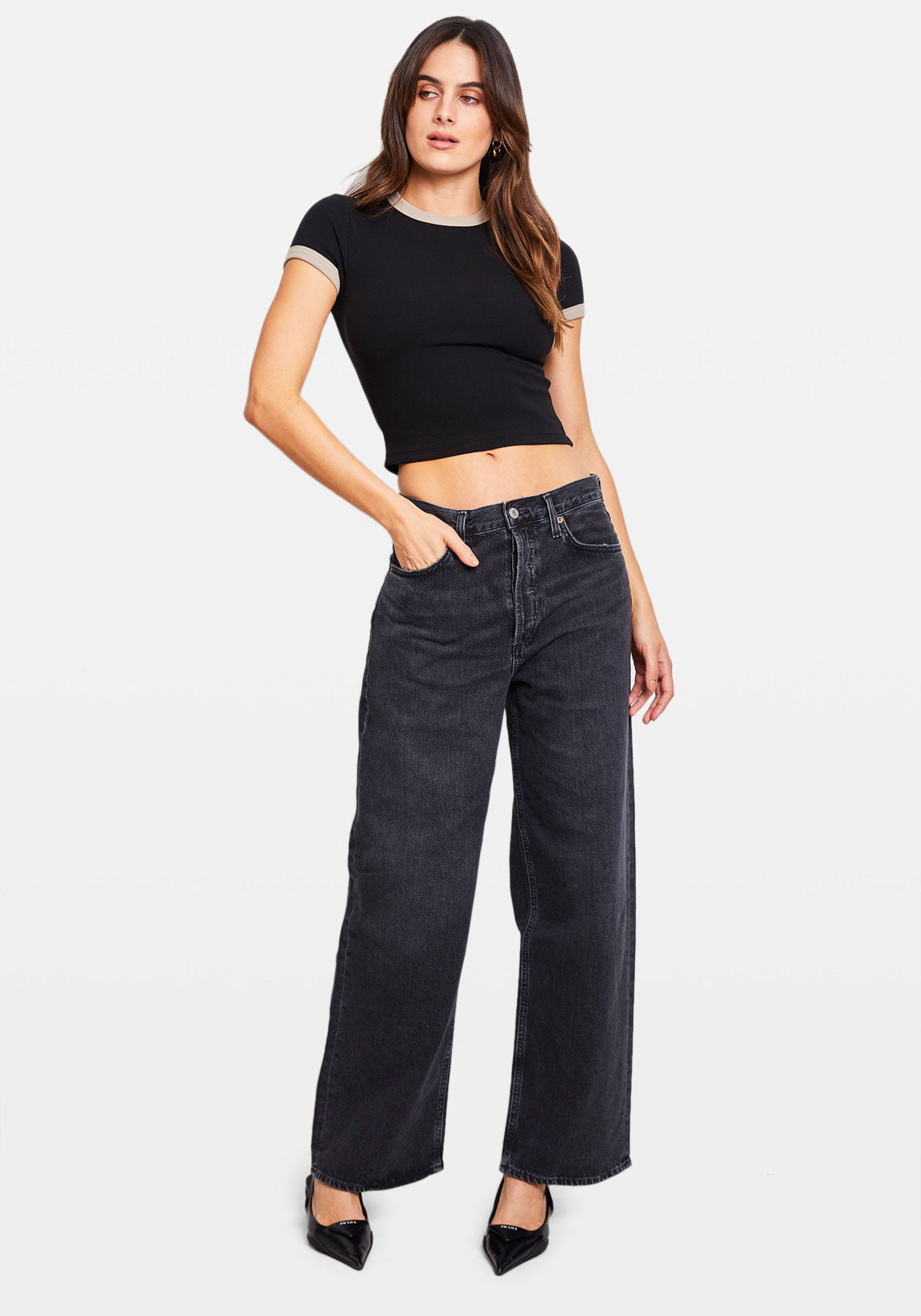 RIBBED BABY TEE BLACK/NATURAL