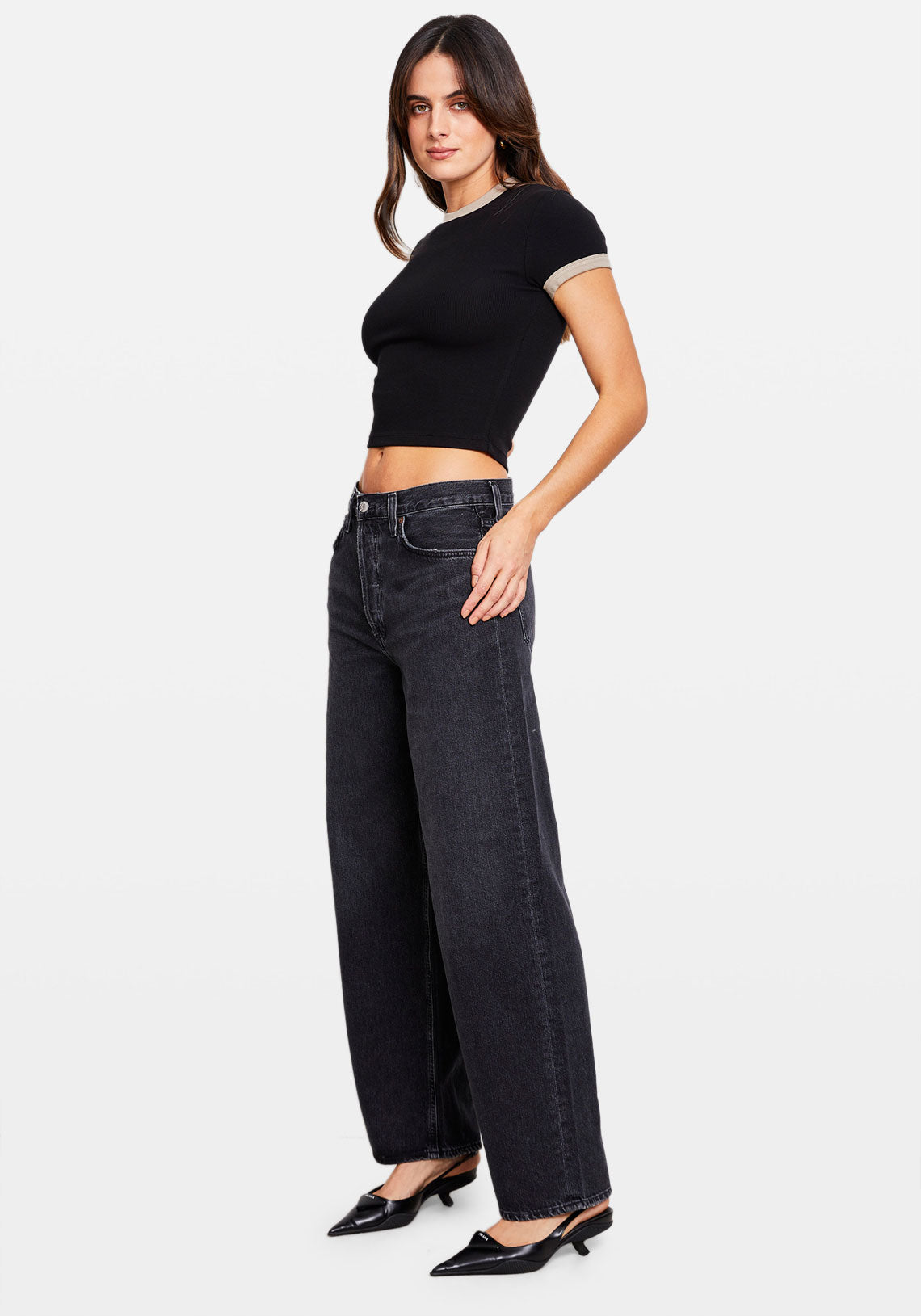 RIBBED BABY TEE BLACK/NATURAL