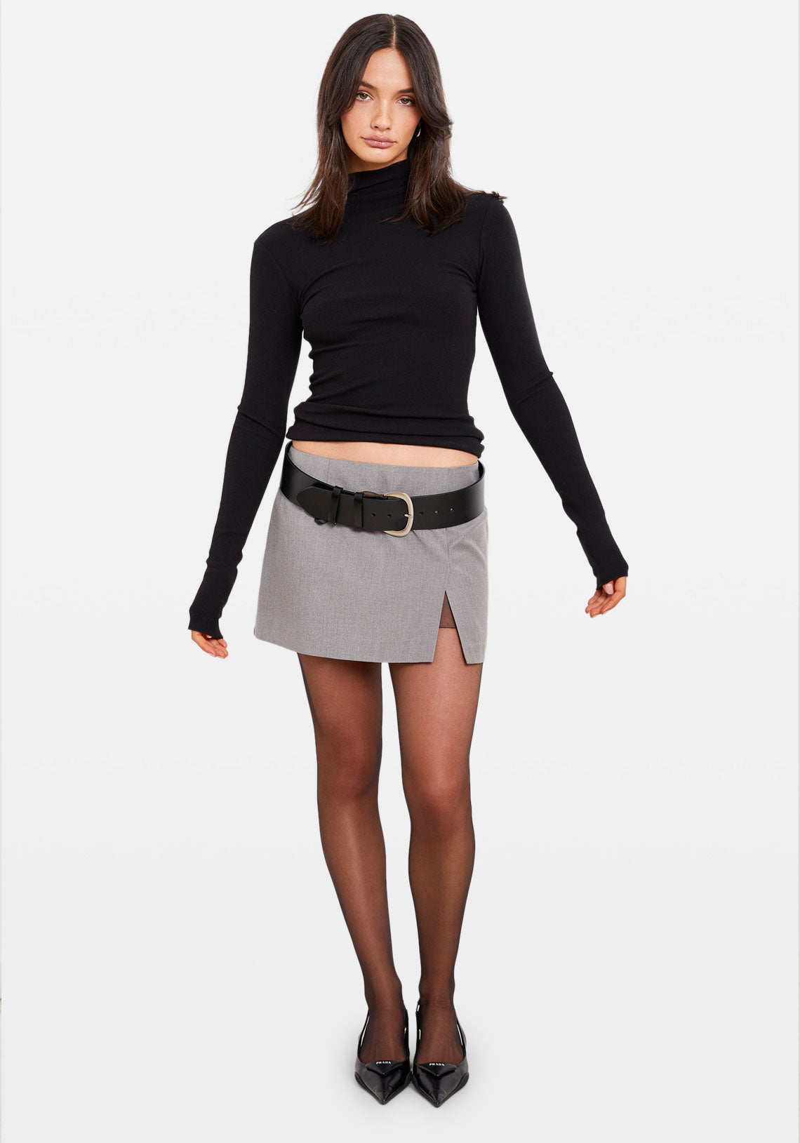 WIDE BELT BLACK/SILVER