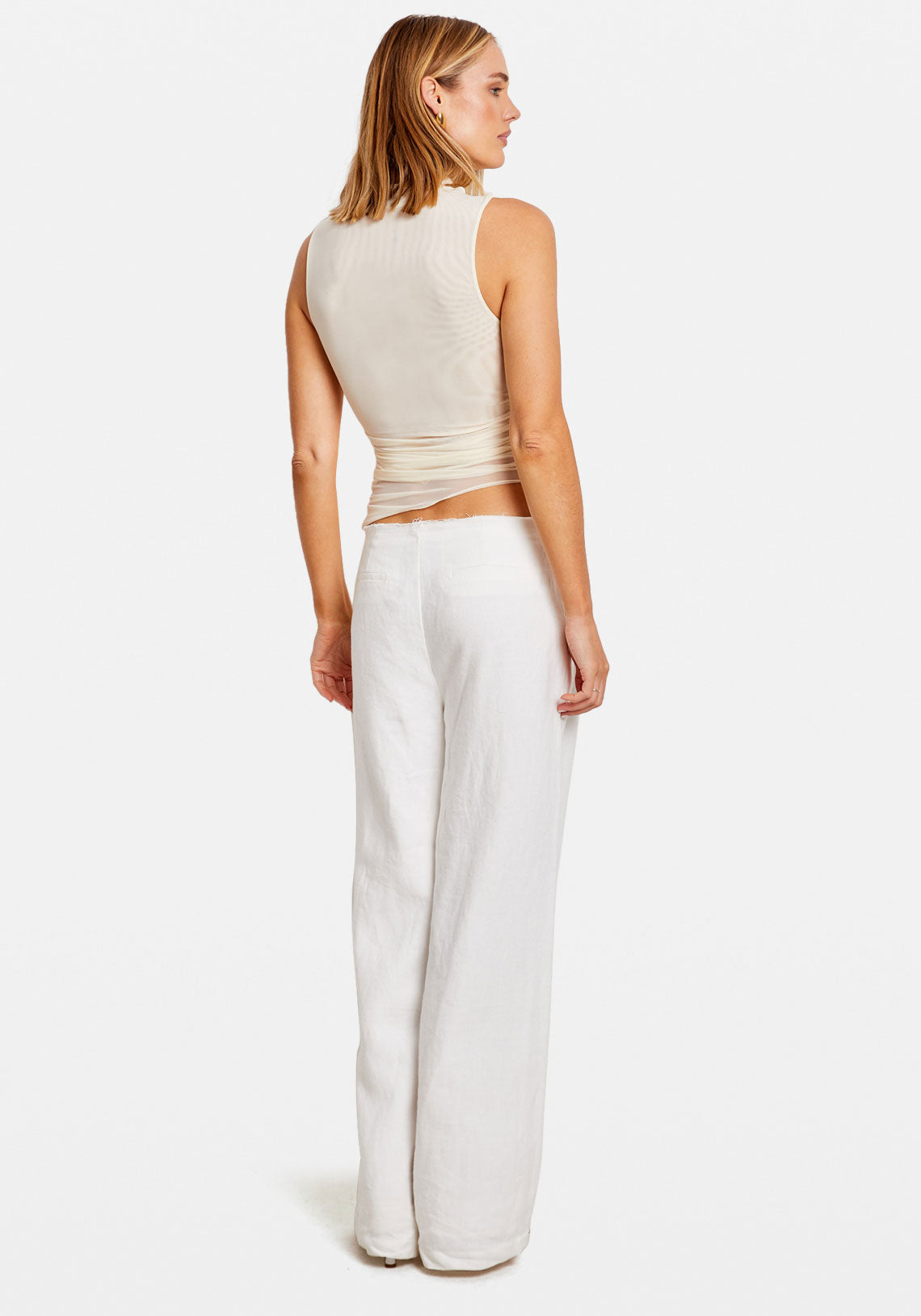 DRAPED MESH TANK IVORY
