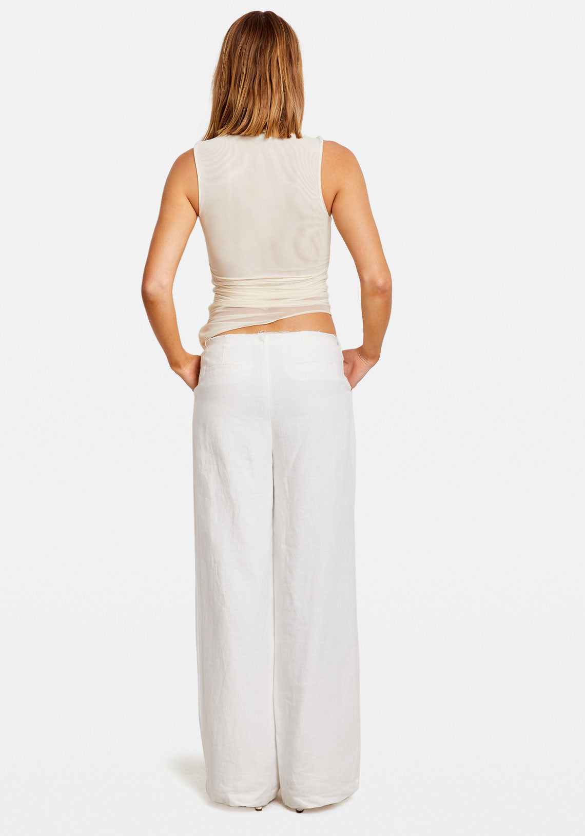 DRAPED MESH TANK IVORY