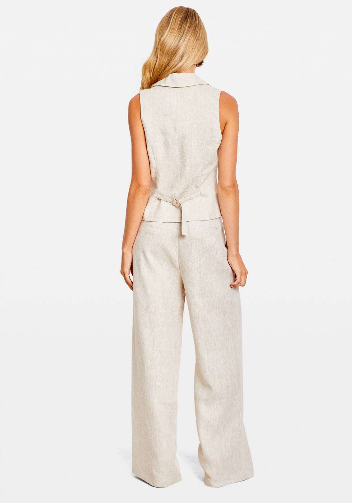 LINEN COLLAR VEST SAND