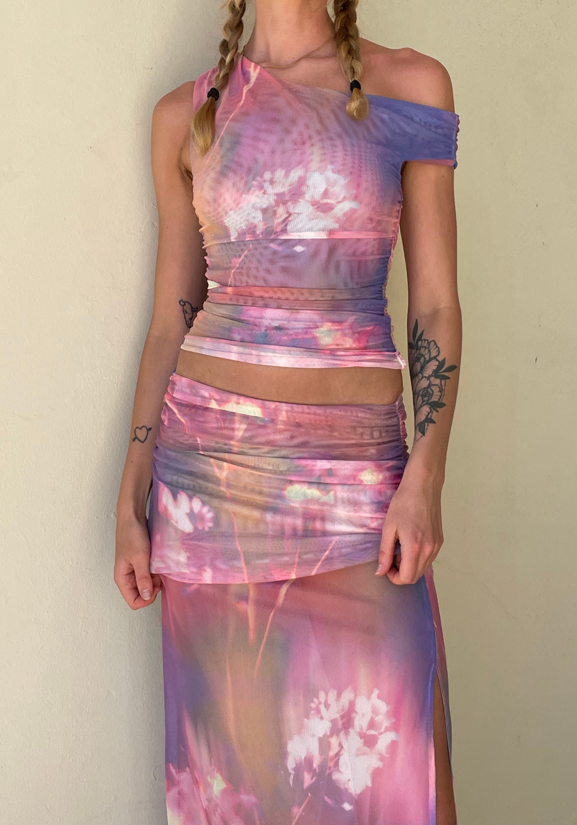MESH MAXI SKIRT FLORA