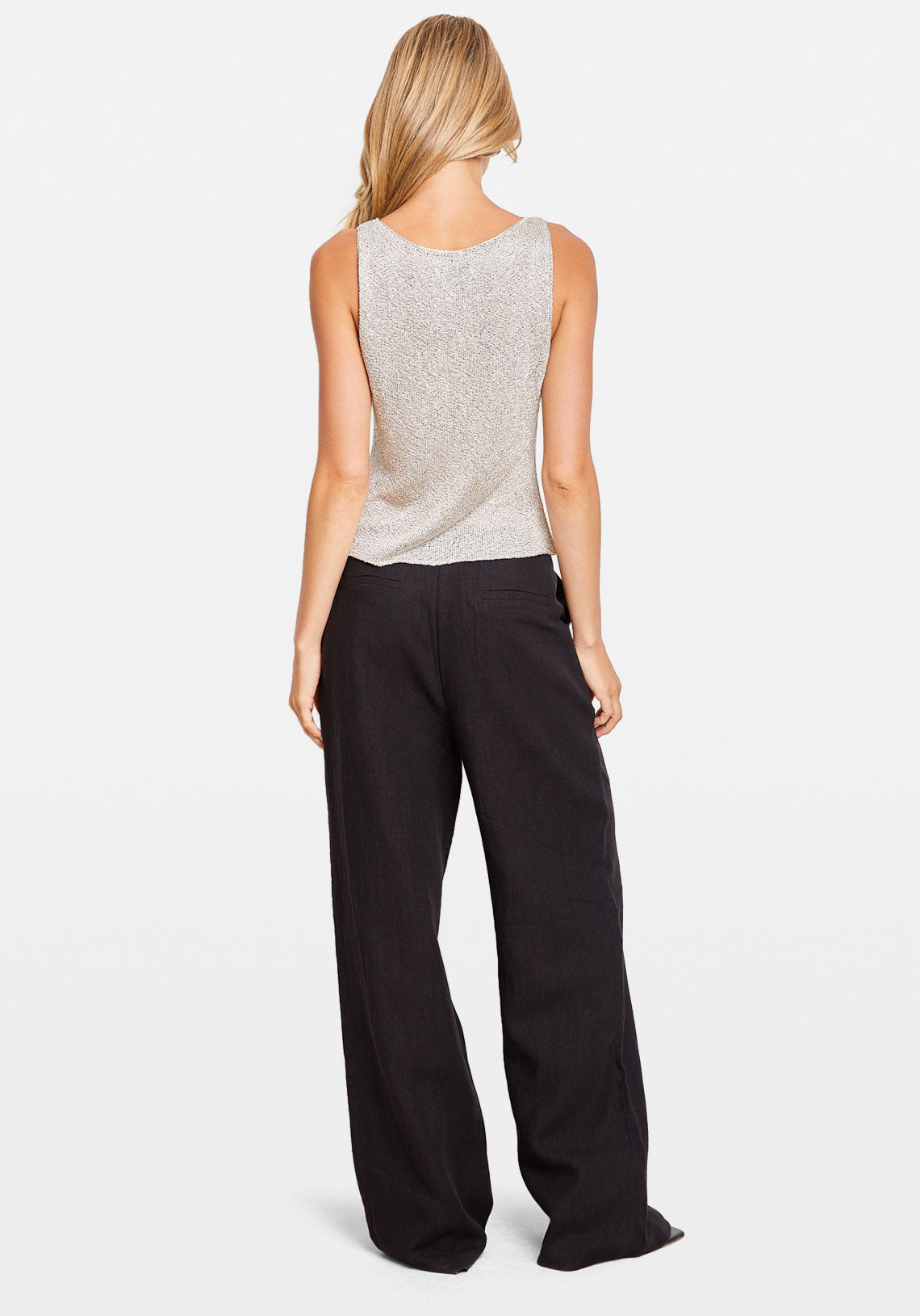 SEQUIN KNIT TOP OYSTER
